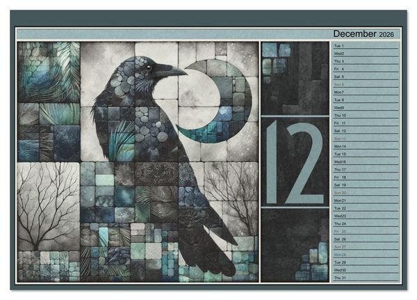 Produktbild: Crows. Shades of the Unseen. Art. (Desk Calendar 2026 DIN A5 landscape), CALVENDO 12 Month DeskCalendar
