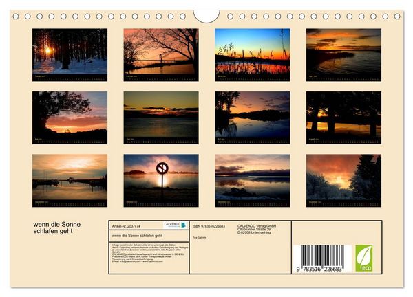 Produktbild: wenn die Sonne schlafen geht (Wandkalender 2026 DIN A4 quer), CALVENDO Monatskalender