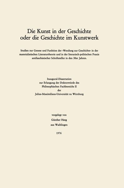 Produktbild: Die Kunst in der Geschichte oder die Geschichte im Kunstwerk