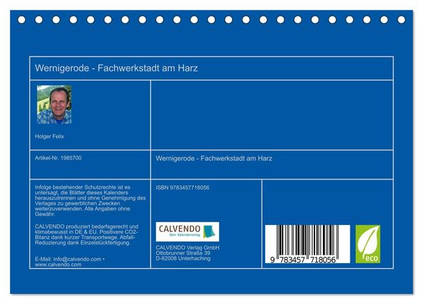 Produktbild: Wernigerode - Fachwerkstadt am Harz (Tischkalender 2026 DIN A5 quer), CALVENDO Monatskalender