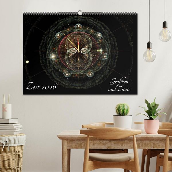 Produktbild: Zeit 2026 - Grafiken und Zitate (Wandkalender 2026 DIN A2 quer), CALVENDO Monatskalender