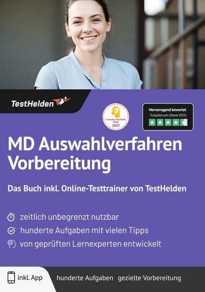 Produktbild: MD Auswahlverfahren Vorbereitung: Das Buch inkl. Online-Testtrainer von TestHelden |