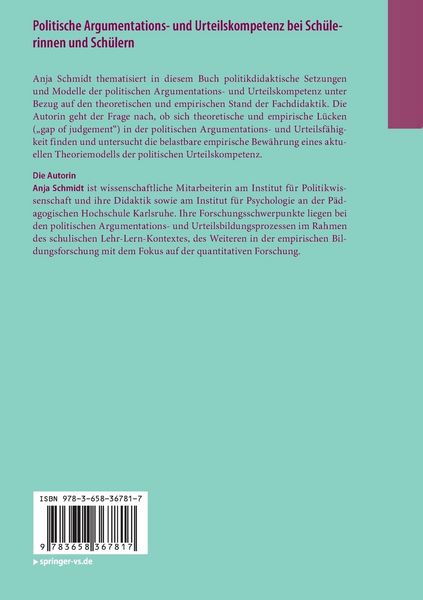 Produktbild: Politische Argumentations- und Urteilskompetenz bei Sch&uuml;lerinnen und Sch&uuml;lern