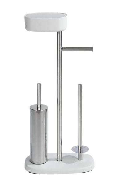 Produktbild: Stand WC-Garnitur mit Box Mod. Rivazza Wei&szlig;, integrierter Toilettenpapierhalter, Ersatzrollenhalter