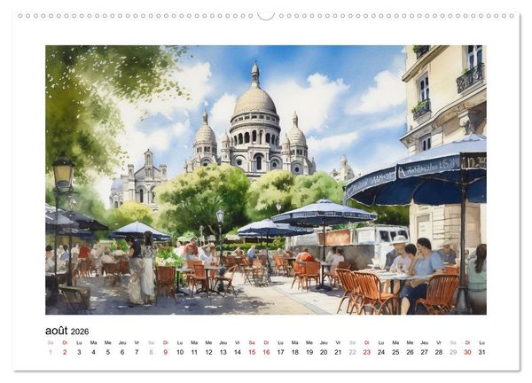 Produktbild: Paris, ville d'amour (Calendrier mural 2026 DIN A2 vertical) calendrier de bureau