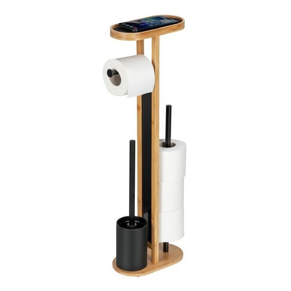 Produktbild: Stand WC-Garnitur Mod. Orea Bambus, mit Ablagefl&auml;che und Ersatzrollenhalter