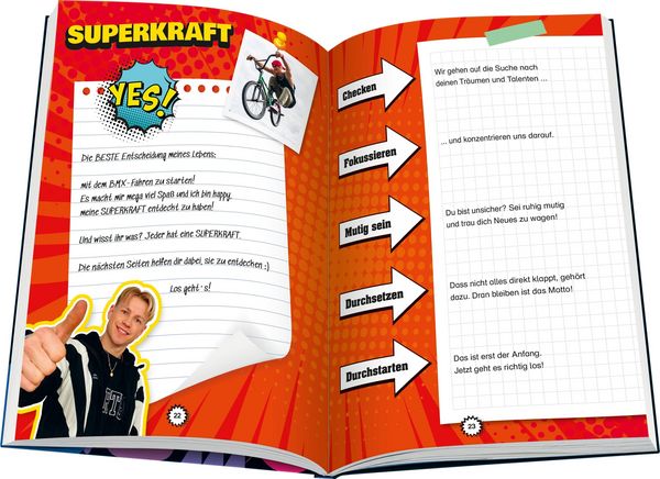 Produktbild: Chris B&ouml;hm: Never give up! - Das coole Stark- und Mitmachbuch von BMX-Profi Chris B&ouml;hm