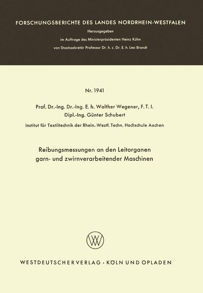 Produktbild: Reibungsmessungen an den Leitorganen garn- und zwirnverarbeitender Maschinen