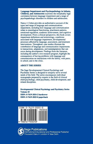 Produktbild: Language Impairment and Psychopathology in Infants, Children, and Adolescents