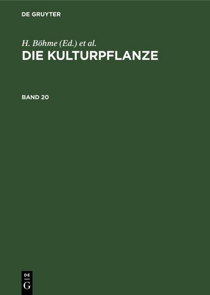 Produktbild: Die Kulturpflanze. Band 20