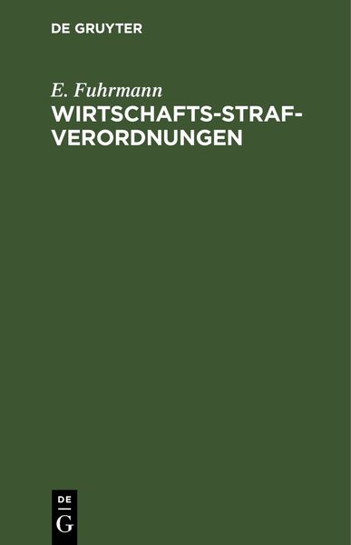 Produktbild: Wirtschafts-Strafverordnungen