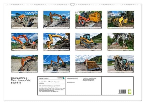 Produktbild: Baumaschinen - Maschinen auf der Baustelle (Wandkalender 2026 DIN A2 quer), CALVENDO Monatskalender