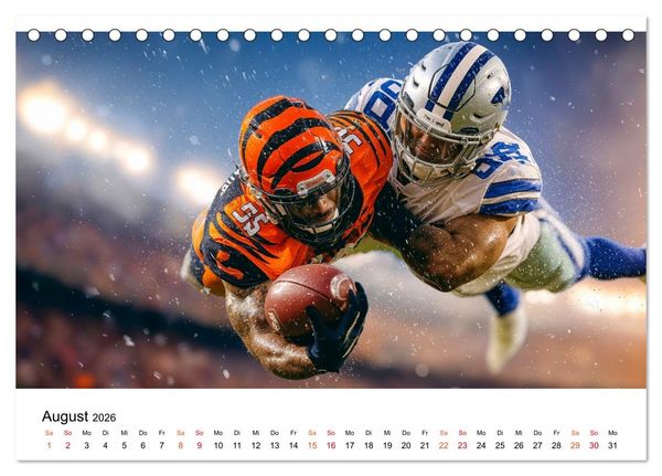 Produktbild: American Football - Touchdown durchs Jahr (Tischkalender 2026 DIN A5 quer), CALVENDO Monatskalender