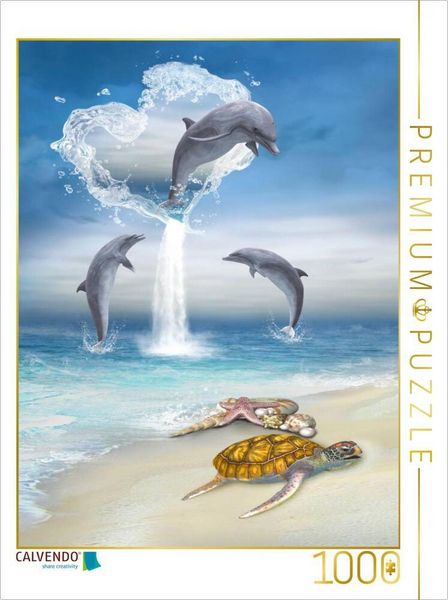 CALVENDO Puzzle Das Herz der Delfine | 1000 Teile Lege-Größe 64x48cm Foto-Puzzle für glückliche Stunden