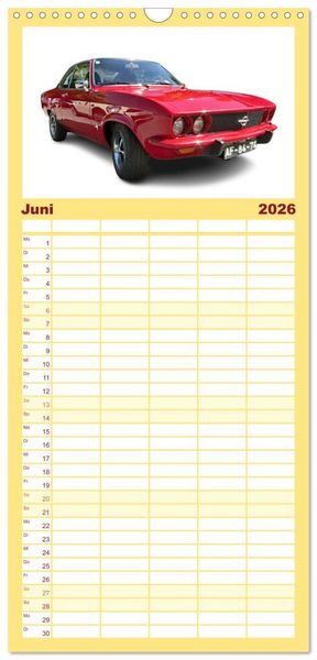Produktbild: Familienplaner 2026 - Mein Autokalender mit 5 Spalten (Wandkalender, 21 x 45 cm) CALVENDO