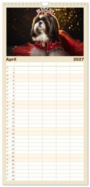 Produktbild: Familienplaner 2027 - Kleine Hunde - Gro&szlig;e Diven mit 5 Spalten (Wandkalender, 21 x 45 cm) CALVENDO