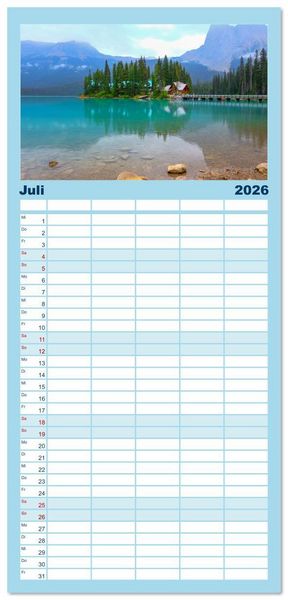 Produktbild: Familienplaner 2026 - Kanadas Rocky Mountains: Zwischen Gipfeln & glasklaren Seen mit 5 Spalten (Wandkalender, 21 x 45 cm) CALVENDO