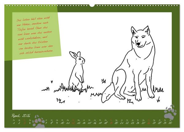 Produktbild: Der kleine GROSSE Wolf - Kalender (hochwertiger Premium Wandkalender 2026 DIN A2 quer), Kunstdruck in Hochglanz