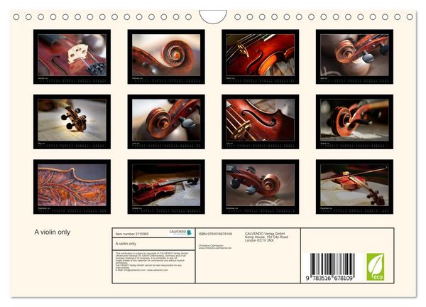 Produktbild: A violin only (Wall Calendar 2026 DIN A4 landscape), CALVENDO 12 Month Wall Calendar