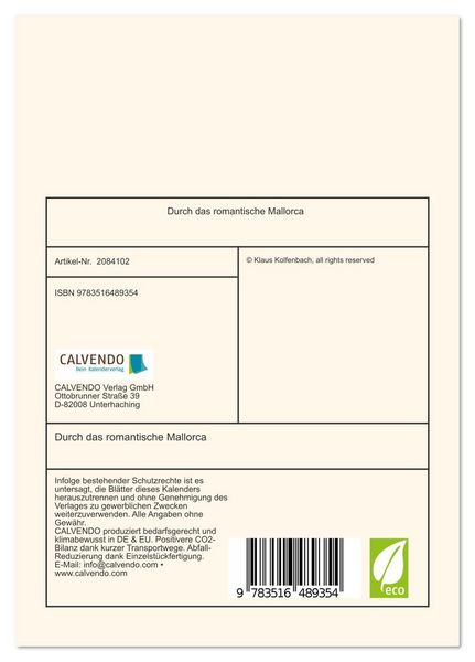 Produktbild: Durch das romantische Mallorca (Tischkalender 2026 DIN A5 hoch), CALVENDO Monatskalender