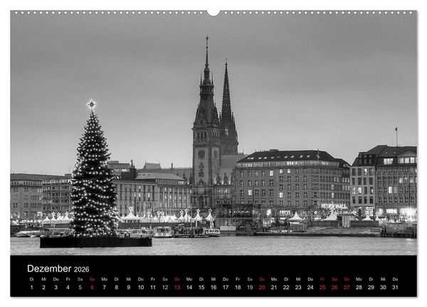 Produktbild: Hamburg monochrome Impressionen (Wandkalender 2026 DIN A2 quer), CALVENDO Monatskalender