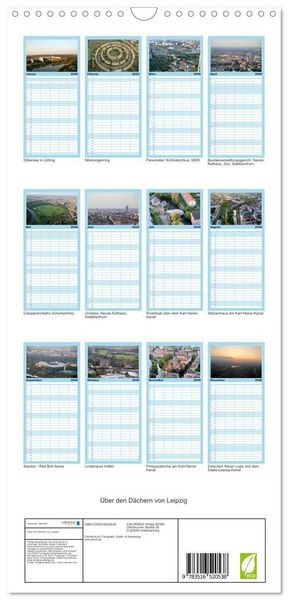 Produktbild: Familienplaner 2026 - &Uuml;ber den D&auml;chern von Leipzig mit 5 Spalten (Wandkalender, 21 x 45 cm) CALVENDO