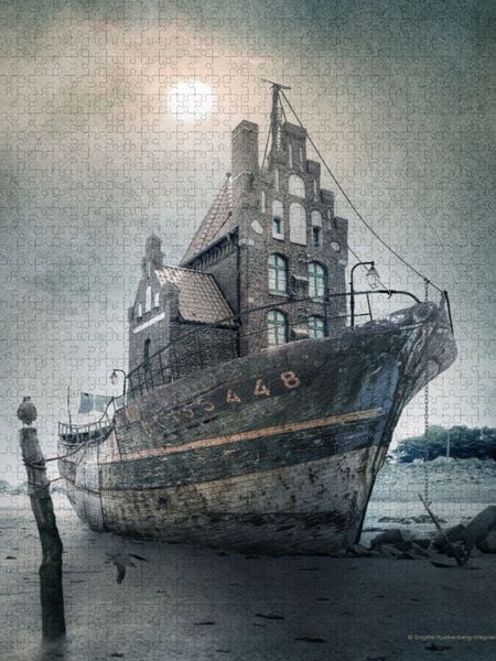 Produktbild: CALVENDO Puzzle Hausboot | 1000 Teile Lege-Gr&ouml;&szlig;e 64x48cm Foto-Puzzle f&uuml;r gl&uuml;ckliche Stunden