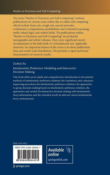 Produktbild: Intuitionistic Preference Modeling and Interactive Decision Making