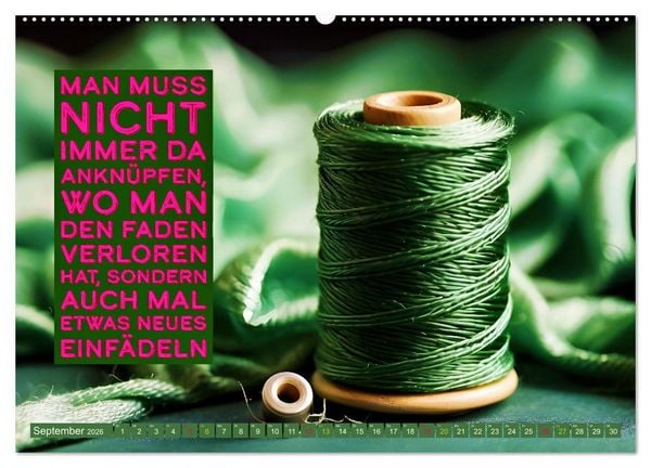 Produktbild: Nadel und Faden - N&auml;hen mit coolen Spr&uuml;chen (Wandkalender 2026 DIN A2 quer), CALVENDO Monatskalender