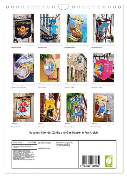 Produktbild: Nasenschilder der Z&uuml;nfte und Gasth&auml;user in Frankreich (Wandkalender 2026 DIN A4 hoch), CALVENDO Monatskalender