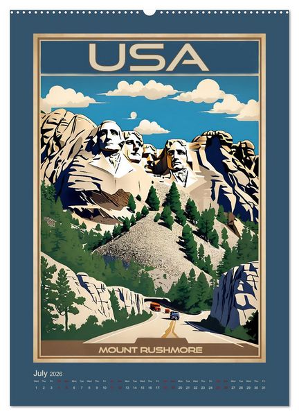 Produktbild: World Travel Posters - Nostalgic Trip Around the Globe (Wall Calendar 2026 DIN A2 portrait), CALVENDO 12 Month Wall Calendar