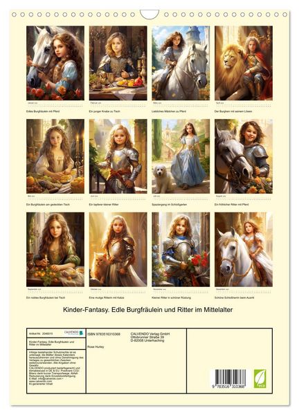 Produktbild: Kinder-Fantasy. Edle Burgfr&auml;ulein und Ritter im Mittelalter (Wandkalender 2026 DIN A3 hoch), CALVENDO Monatskalender
