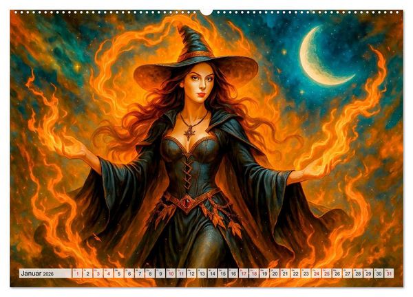 Produktbild: Mystische Hexen - Magische Frauen und finstere N&auml;chte (Wandkalender 2026 DIN A2 quer), CALVENDO Monatskalender