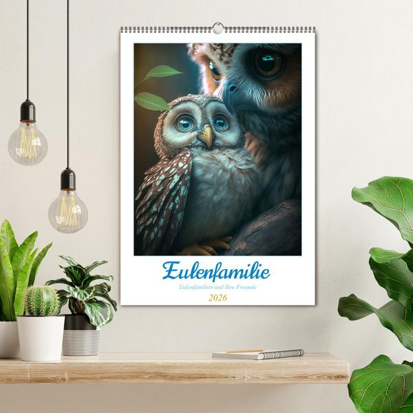 Produktbild: Eulenfamilie (Wandkalender 2026 DIN A2 hoch), CALVENDO Monatskalender
