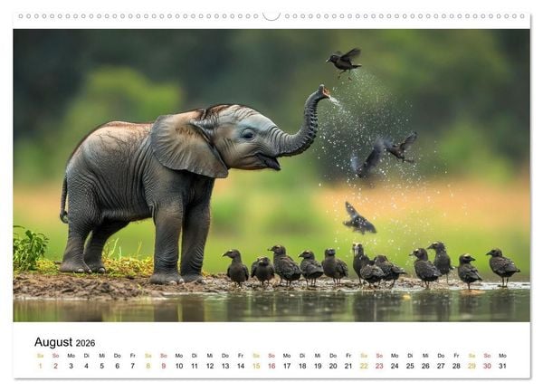 Produktbild: Elefanten Kinder - kleine Riesen (Wandkalender 2026 DIN A2 quer), CALVENDO Monatskalender