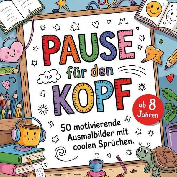 Produktbild: Pause f&uuml;r den Kopf. 50 motivierende Ausmalbilder mit coolen Spr&uuml;chen. F&uuml;r Kinder ab 8 Jahren