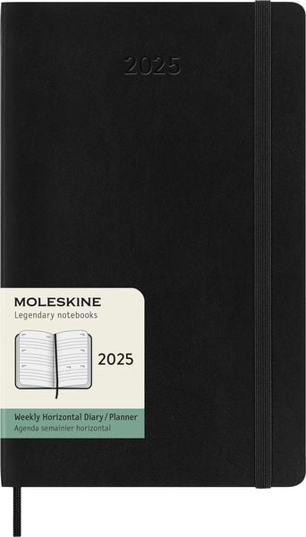 Moleskine 12 Monate Monats Notizkalender 2025, Large/A5, Weicher Einband, Schwarz