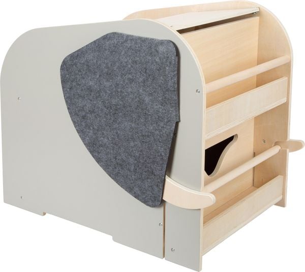 Produktbild: Small foot 12423 - Spielzeugbox mit Sitz und Rollen Elefant Wildlife, Holz/Filz, Ma&szlig;e: 63x51x41cm