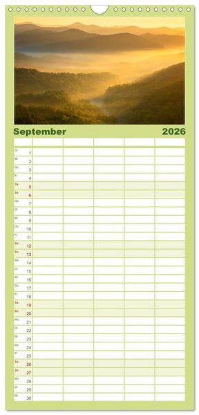 Produktbild: Familienplaner 2026 - Stille Naturmomente mit 5 Spalten (Wandkalender, 21 x 45 cm) CALVENDO