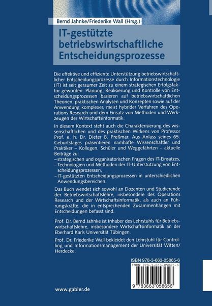 Produktbild: IT-gest&uuml;tzte betriebswirtschaftliche Entscheidungsprozesse