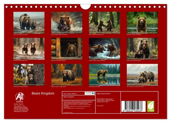 Produktbild: Bears Kingdom (Wall Calendar 2026 DIN A4 landscape), CALVENDO 12 Month Wall Calendar