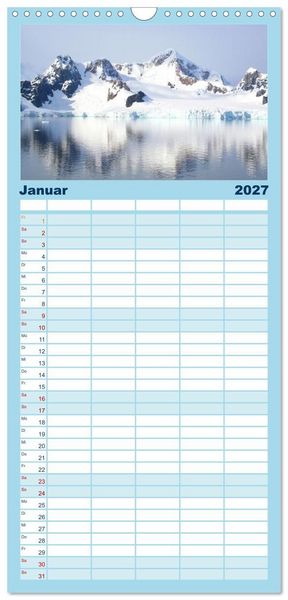Produktbild: Familienplaner 2027 - 7 Kontinente - Weltweit durch das Jahr mit 5 Spalten (Wandkalender, 21 x 45 cm) CALVENDO