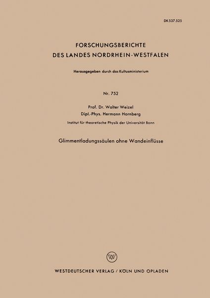 Produktbild: Glimmentladungss&auml;ulen ohne Wandeinfl&uuml;sse