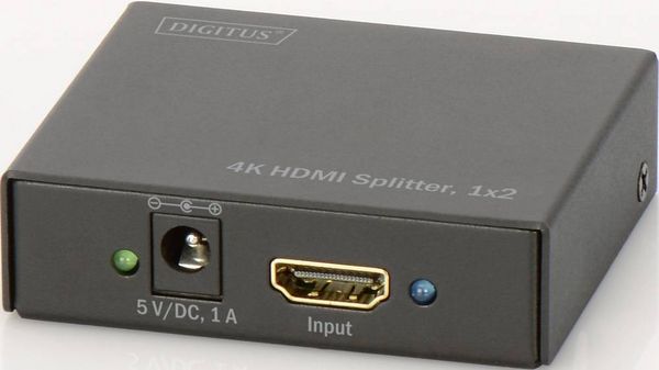 Produktbild: Digitus DS-46304 2 Port HDMI-Splitter 3D-Wiedergabe m&ouml;glich, Metallgeh&auml;use 4096 x 2160 Pixel Schwarz
