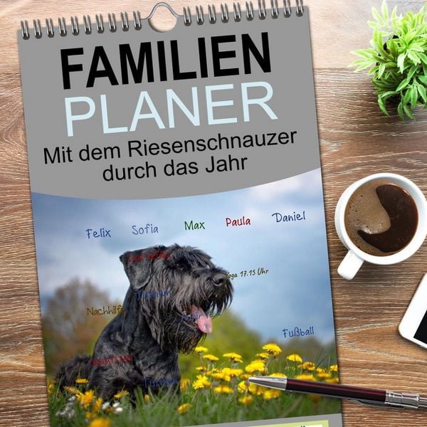 Produktbild: Familienplaner 2026 - Mit dem Riesenschnauzer durch das Jahr mit 5 Spalten (Wandkalender, 21 x 45 cm) CALVENDO