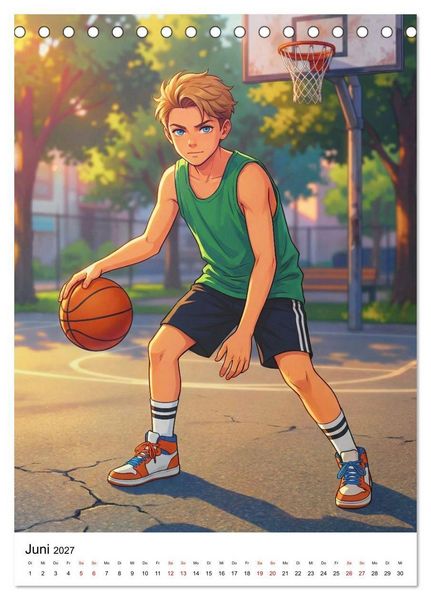 Produktbild: Level Up &ndash; Basketballhelden (Tischkalender 2027 DIN A5 hoch), CALVENDO Monatskalender