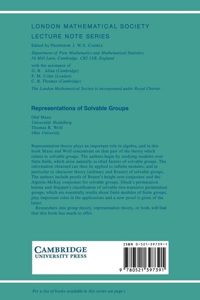Produktbild: Representations of Solvable Groups