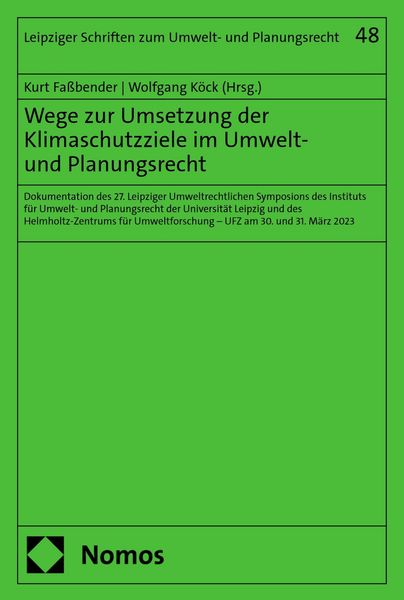 Produktbild: Wege zur Umsetzung der Klimaschutzziele im Umwelt- und Planungsrecht
