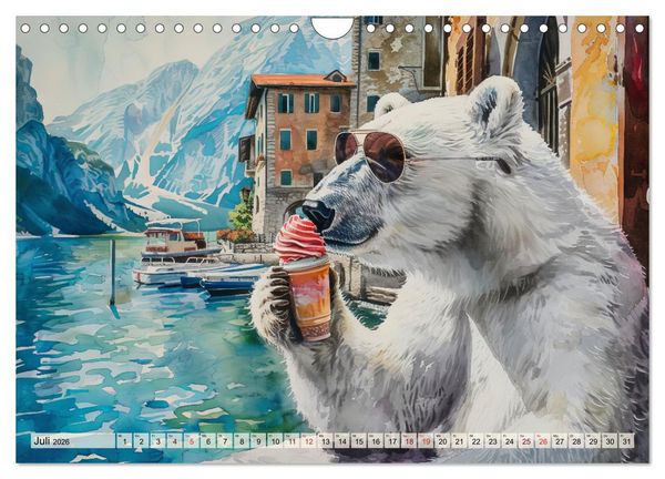 Produktbild: Eisb&auml;r Eik auf Europareise (Wandkalender 2026 DIN A4 quer), CALVENDO Monatskalender