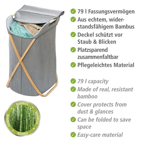 Produktbild: W&auml;schesammler Mod. Bahari aus Bambus, W&auml;schekorb, 79 l